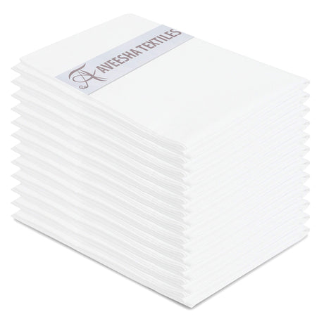 Aveesha 12 Pack Poly Cotton Pillow Cases - White Pillowcases - 180 Thread Count Percale Weave Pillow Covers - Perfect for Home, Hotels and Hospital Use (Queen 20" x 30") Aveesha