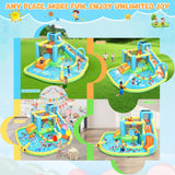 Whubefy 12.8x12FT Water Bounce House for Kids, 13-in-1 Inflatable Water Park with Catch Ball Set/Punching Bag/Toss Rings/Water Soaker Balls/Splash Pool/Water Cannon/Climbing Wall/Basketball Hoop Whubefy