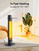 VAGKRI Outdoor Infrared Heater, 1500W 36inch Electric Heater with 3 Heating Levels, Tip-Over & Overheat Protection, IPX5 Waterproof Tower Space Heater for Patio Backyard Garage Restaurant Home VAGKRI