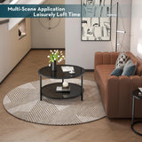 SAYGOER 27.6'' Round Coffee Table 2 Tier Black Glass Coffee Tables with Storage Shelf for Large or Small Space Modern Simple Sofa Table for Living Room Home Office, Easy Assembly… SAYGOER