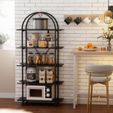 Arbuxzuy Arched Bookshelf 5 Tier Book Shelf, 31.5 Inch Width Industrial Arch Bookcase, Curved Tall Bookshelf with Open Shelves for Home Office, Living Room, Bedroom, Black Arbuxzuy