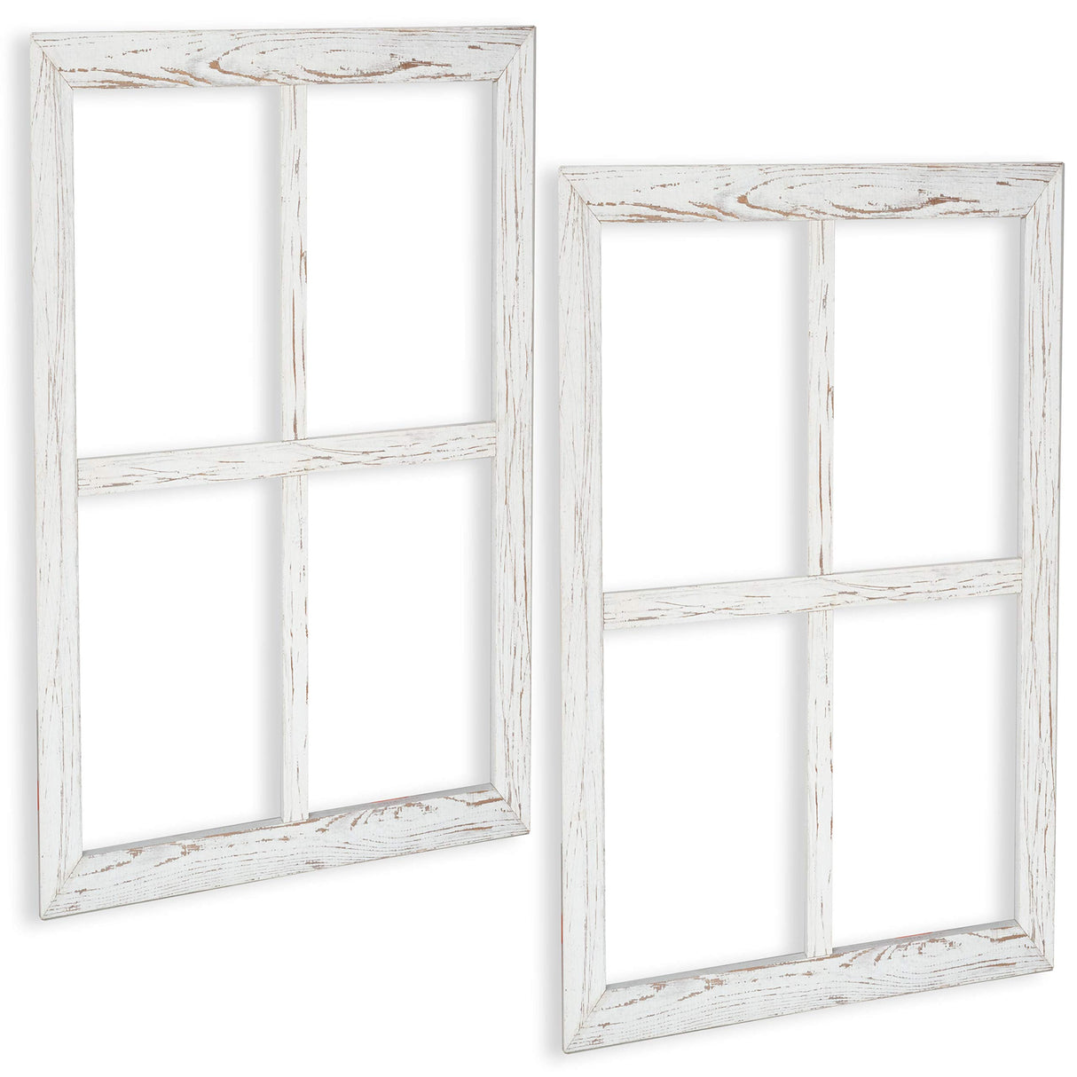 Ilyapa Window Frame Wall Decor 2 Pack - Large 18x22 Inch Rustic White Wood Window Pane Country Farmhouse Decorations Ilyapa