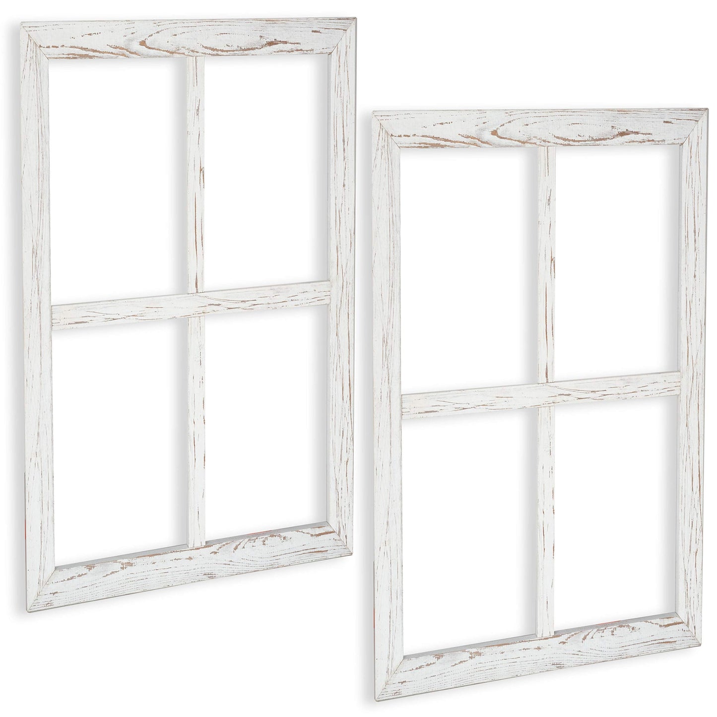 Ilyapa Window Frame Wall Decor 2 Pack - Large 18x22 Inch Rustic White Wood Window Pane Country Farmhouse Decorations