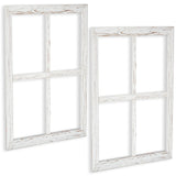 Ilyapa Window Frame Wall Decor 2 Pack - Large 18x22 Inch Rustic White Wood Window Pane Country Farmhouse Decorations Ilyapa