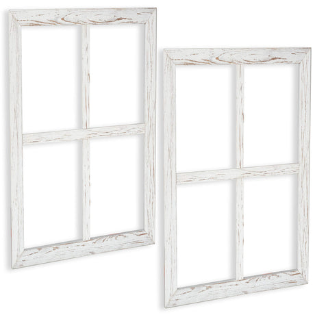 Ilyapa Window Frame Wall Decor 2 Pack - Large 18x22 Inch Rustic White Wood Window Pane Country Farmhouse Decorations Ilyapa
