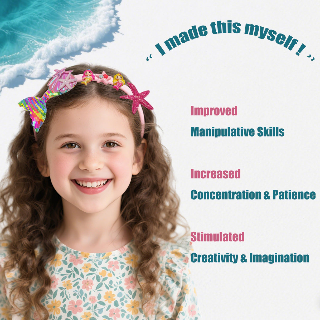 GO2HEJING Headband Making Kit for Girls - Make Your Own Fashion Headbands, Hair Accessories for Girls, DIY Arts and Crafts Gifts for Ages 6-9 Years Old GO2HEJING