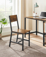 VASAGLE Dining Chair Set of 4, Rustic Wood Chairs with Metal Steel Frame, Easy to Assemble, Comfortable Seat, Modern Farmhouse Chair for Kitchen, Bedroom, Living Room, Rustic Brown and Ink Black VASAGLE