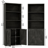 IRONCK Industrial Bookshelves and Bookcases with Doors 11.8 in Depth Set of 2 Floor Standing 5 Shelf Display Storage Shelves Bookcase Home Decor Furniture for Home, Office, Living Room, Bedroom IRONCK