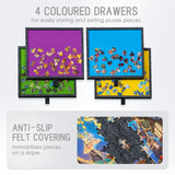 Tektalk Jigsaw Puzzle Table with Integrated Adjustable Stand/Bracket, 3-Tilting-Angle Puzzle Plateau with Cover & 4 Sorting Drawers, Super Lightweight Felt Puzzle Board, for Up to 1500 Pieces - Gray Tektalk