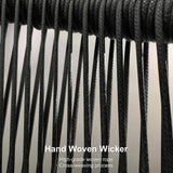 PURPLE LEAF 11 Pieces Patio Dining Set Wicker Outdoor Furniture Rectangular Table and Chairs Set for Garden Deck Teak-Finish Aluminum Frame Backyard Kitchen Set, Cushions and Pillows Included PURPLE LEAF