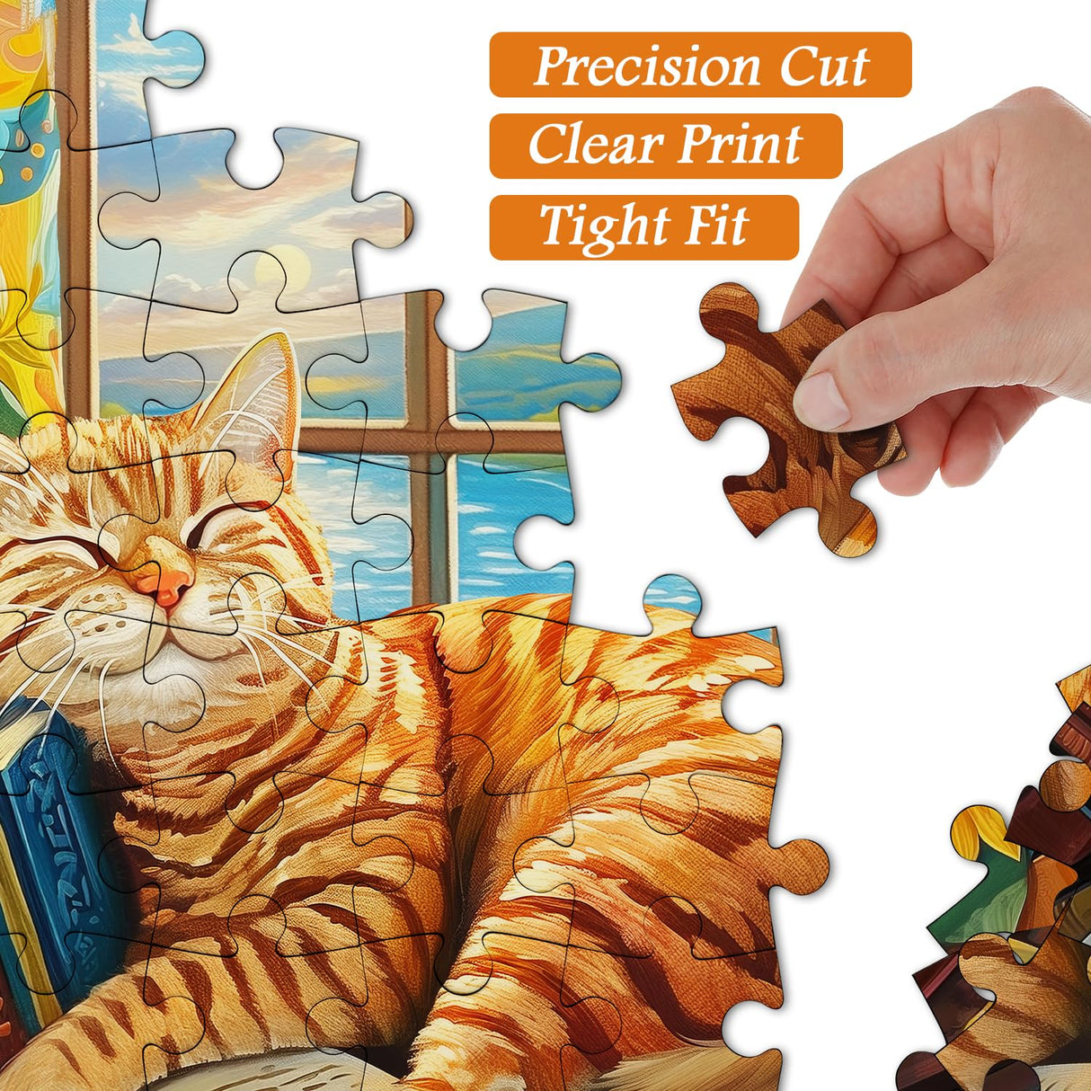 Cat Puzzles for Adults 1000 Pieces and up, PICKFORU Animal Jigsaw Puzzles Collection Funny Sleep Kitty, Book Puzzle for Cat Lovers PICKFORU