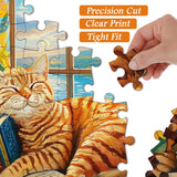 Cat Puzzles for Adults 1000 Pieces and up, PICKFORU Animal Jigsaw Puzzles Collection Funny Sleep Kitty, Book Puzzle for Cat Lovers PICKFORU