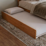 AFI Madison Queen Solid Wood Platform Bed with Footboard & Twin XL Trundle in Light Toffee AFI
