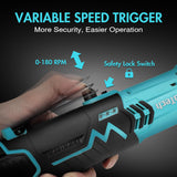 DURATECH Extended Cordless Ratchet Wrench, 3/8" 12V 44 Ft-Lbs Long Neck Electric Ratchet Wrench with 2-Pack 2.0Ah Li-Ion Battery, 1 Hour Fast Charger, 10 Sockets Accessories & Variable Speed Trigger DURATECH