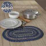 VHC Brands Farmhouse Great Falls Blue Table Placemat, Blue White, Jute Blend, Oval, 12x18 Inches VHC Brands