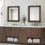 YOSHOOT Farmhouse Bathroom Mirror, Rustic Wood Mirror, Wooden Framed Vanity Mirror, Solid Wood & Handmade, Vertical or Horizontal Hanging for Bathroom Entryway Living Room Bedroom, 32" x 24", Brown YOSHOOT