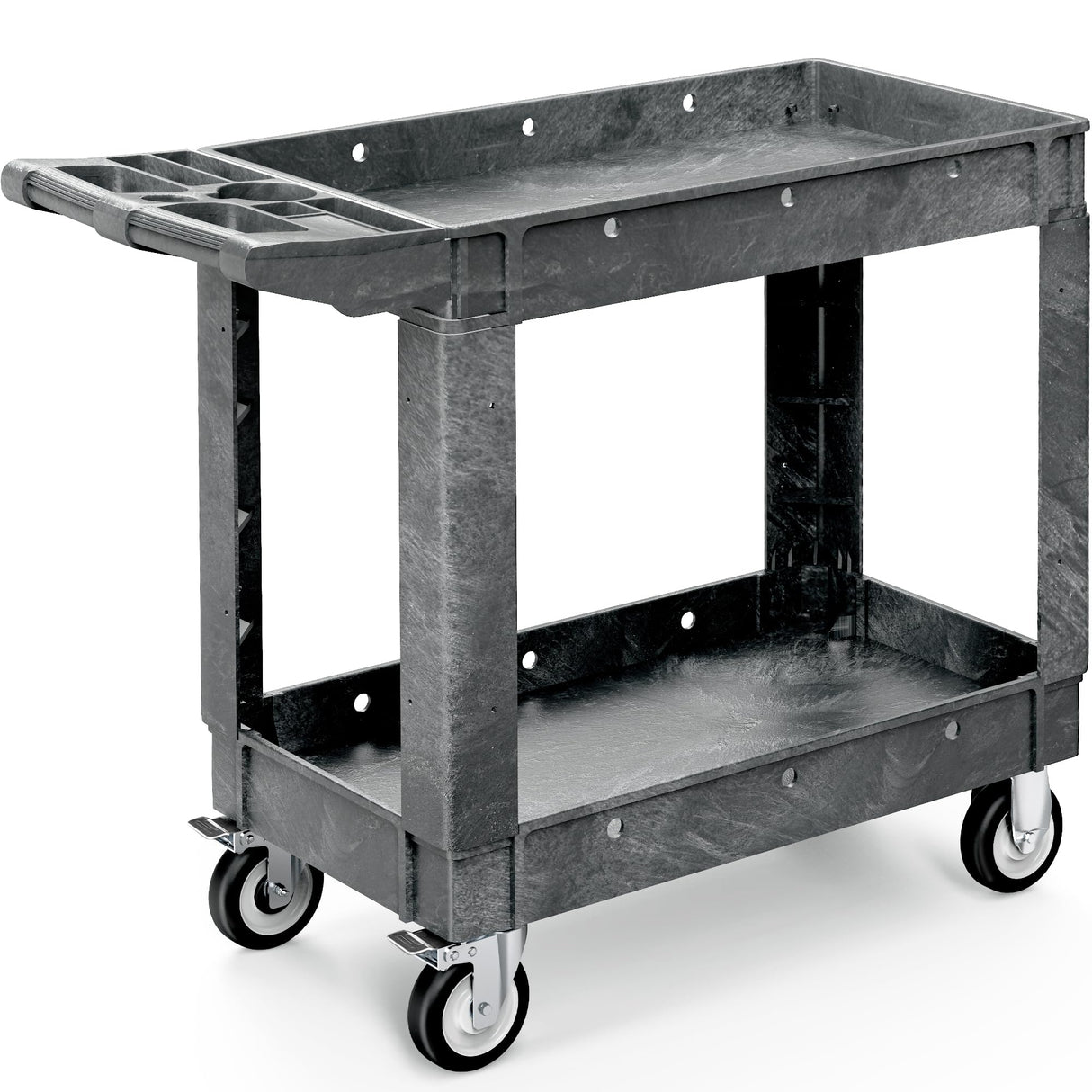 YITAHOME Utility Cart on Wheels, 550 lbs Capacity Service Cart, 40 x 17 Inch Rolling Work Carts, 2 Shelf Heavy Duty Plastic Cart Suitable for Warehouse, Garage, School & Office, Cleaning, Gray YITAHOME