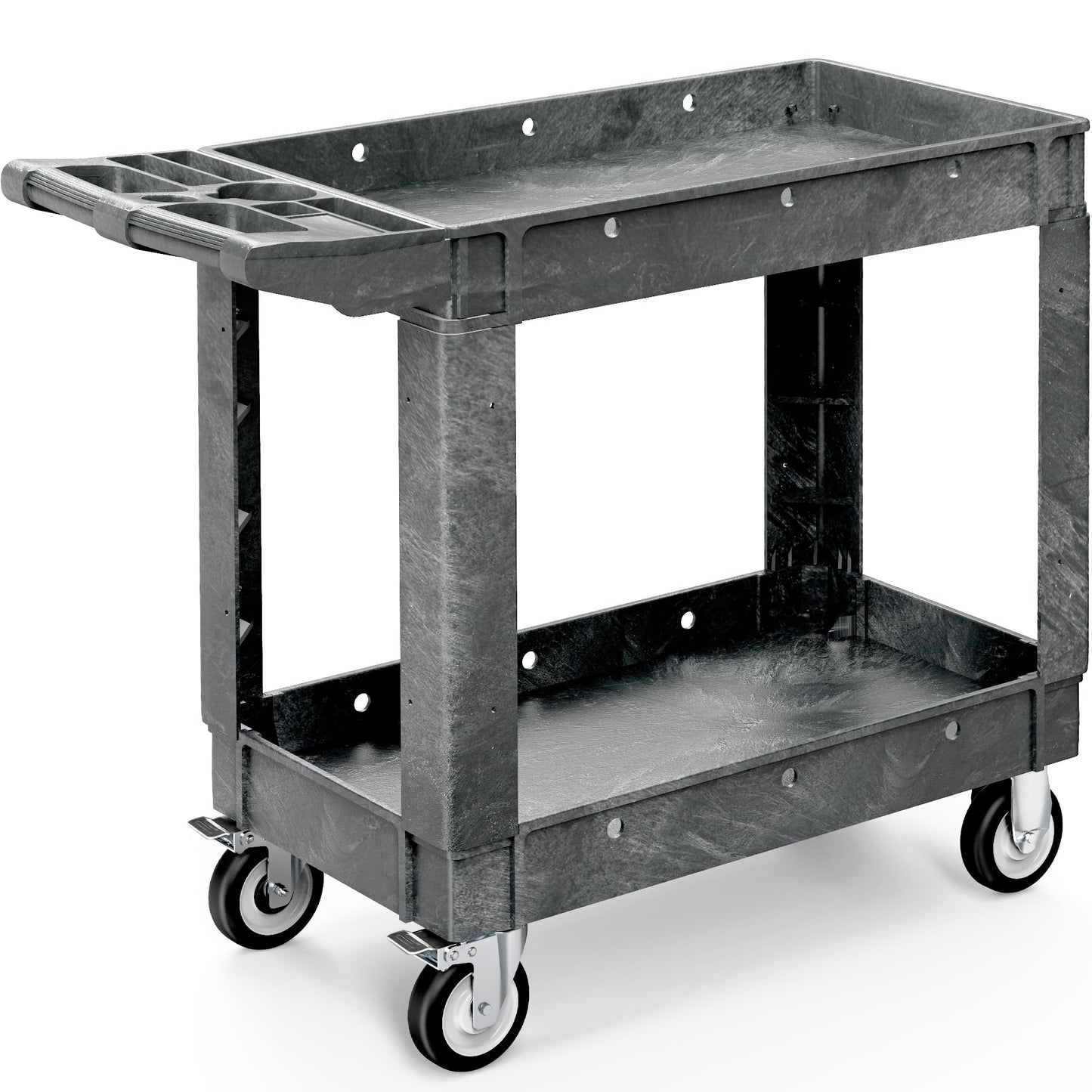 YITAHOME Utility Cart on Wheels, 550 lbs Capacity Service Cart, 40 x 17 Inch Rolling Work Carts, 2 Shelf Heavy Duty Plastic Cart Suitable for Warehouse, Garage, School & Office, Cleaning, Gray