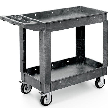 YITAHOME Utility Cart on Wheels, 550 lbs Capacity Service Cart, 40 x 17 Inch Rolling Work Carts, 2 Shelf Heavy Duty Plastic Cart Suitable for Warehouse, Garage, School & Office, Cleaning, Gray YITAHOME