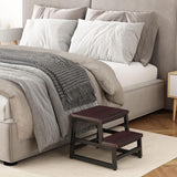 Wooden Step Stool, Bed Steps for High Bed for Adults Kids, Heavy Duty Bed Step Stool for Adults with 500 LB Load Capacity, Wooden 2 Step Stool for Kitchen Bedroom Livingroom Bathroom(Dark Walnut) RORKEE