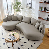 128.74" Curved Sectional Sofa, Modern Oversized Couch, Luxury Modular 5-Seater Couch with Chaise, Leathaire Upholstered Comfy Sofas for Living Room, Apartment, Office, Light Grey Left Facing M MEETAKING