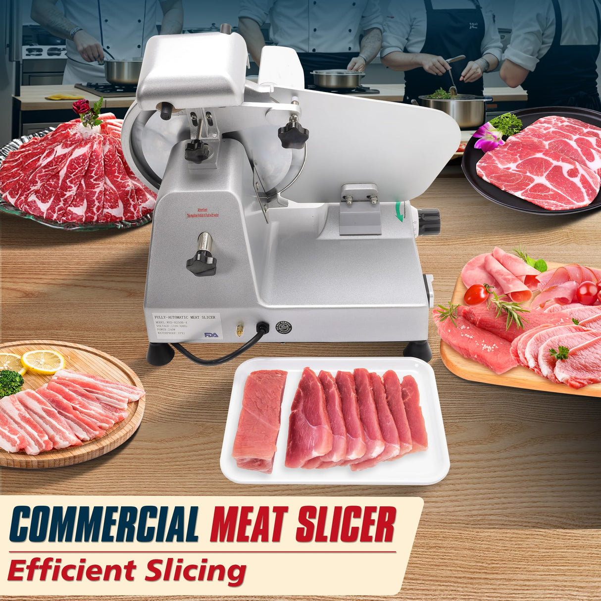 BIEAMA Commercial Meat Slicer, 10" Electric Food Slicer, 240W Premium Chromium-plated Steel Blades Adjustable Thickness 0-12mm Deli Meat Slicer Machine for Home BIEAMA