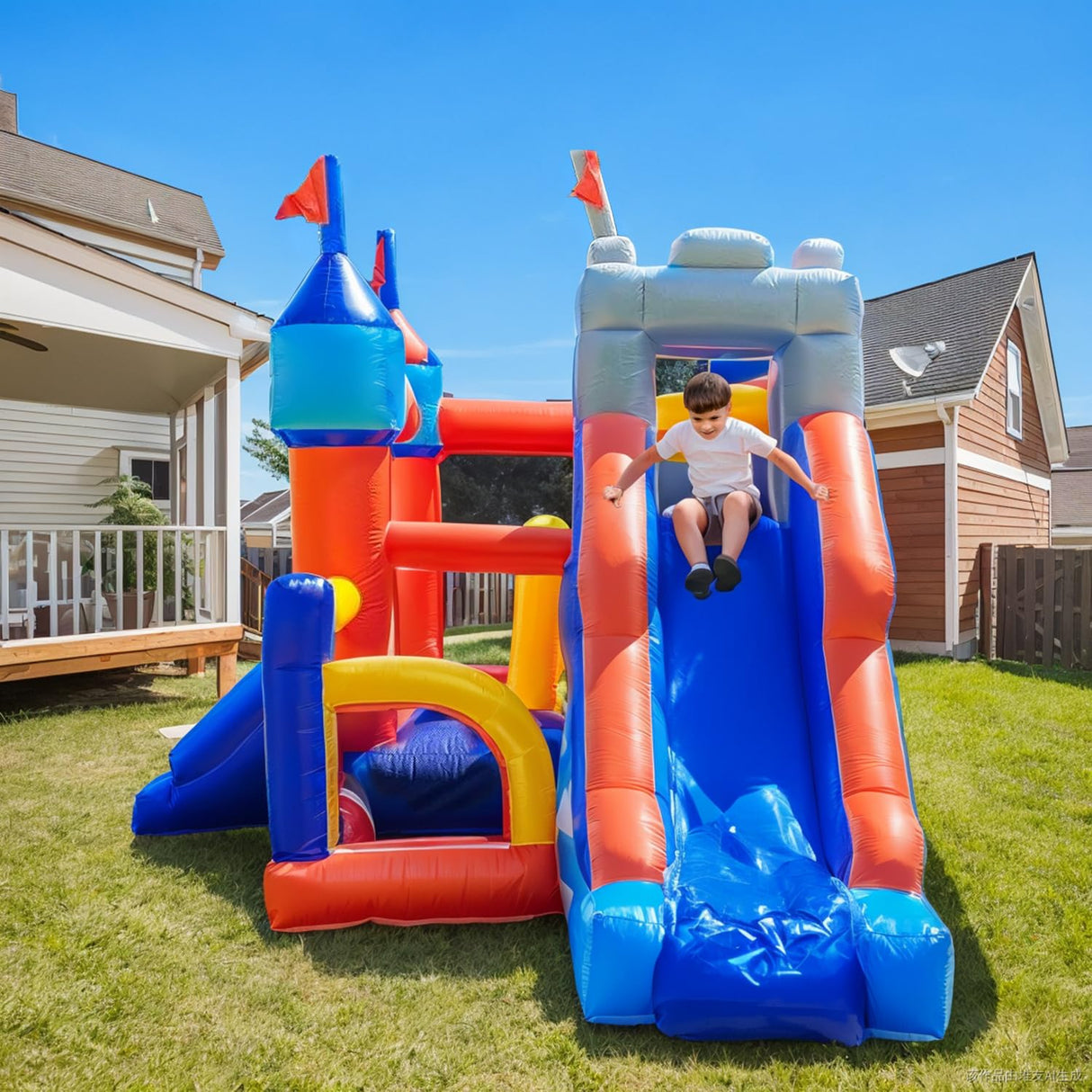 Commercial Grade Bounce House for Big Kids 5-12, 100% PVC Inflatable Bounce House Obstacle Course for Adult with 2 Slide, Ball Pit, Large Bounce Area, Climbing Wall, Basketball Rim 16x12x10FT w/Blower awesmflate