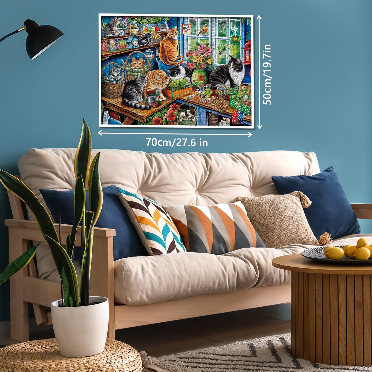 Cat Gardening Cabin Puzzle for Adults 1000 Pieces, Flower Plant Jigsaw Puzzle, Cute Kitten Garden Puzzle BBOLDIN