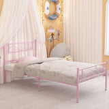 Weehom Metal Bed Frame Twin with Bed Storage,No Box Spring Needed,Heavy Duty Steel Slats Support for Boys Girls Teens Students Adults Pink Weehom