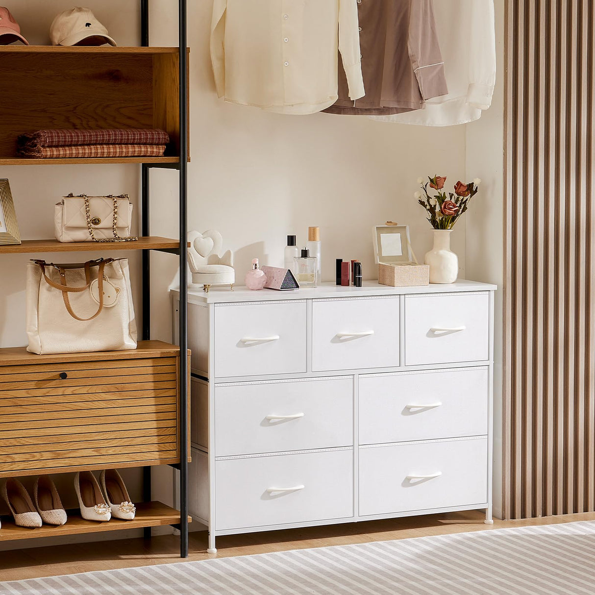 OLIXIS Dresser for Bedroom with 7 Drawers, Wide Fabric Dresser for Storage and Organization, Bedroom Dressers, Chest of Drawers for Living Room, Closet OLIXIS