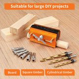 Self Centering Doweling Jig Kit - Adjustable Width Dowel Jig Kit for Straight Holes, Biscuit Joiner Set, 6 Bushings, 3 Size Drill Bits - Woodworking Precision Tool TIMBUTUS