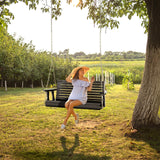 VINGLI Upgraded Patio Wooden Porch Swing for Courtyard & Garden, Heavy Duty 880 LBS Swing Chair Bench with Hanging Chains for Outdoors (Black, 4 FT) VINGLI