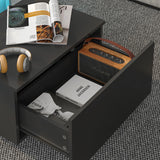 HedoAjim Black Led Coffee Table for Living Room, Rectangular Living Room Table with Storage, Acrylic Coffee Tables with 2 Sliding Drawers, Wood Center Table for Reception Dinning Room HedoAjim