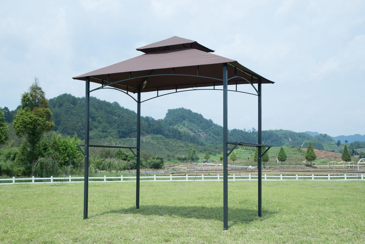 Outdoor Grill Gazebo BBQ Canopy for Outdoor Barbeque Shelter Girll Canopy Grill Gazebo Hardtop (L96 x W60 x H101 Inch) Black Grezone