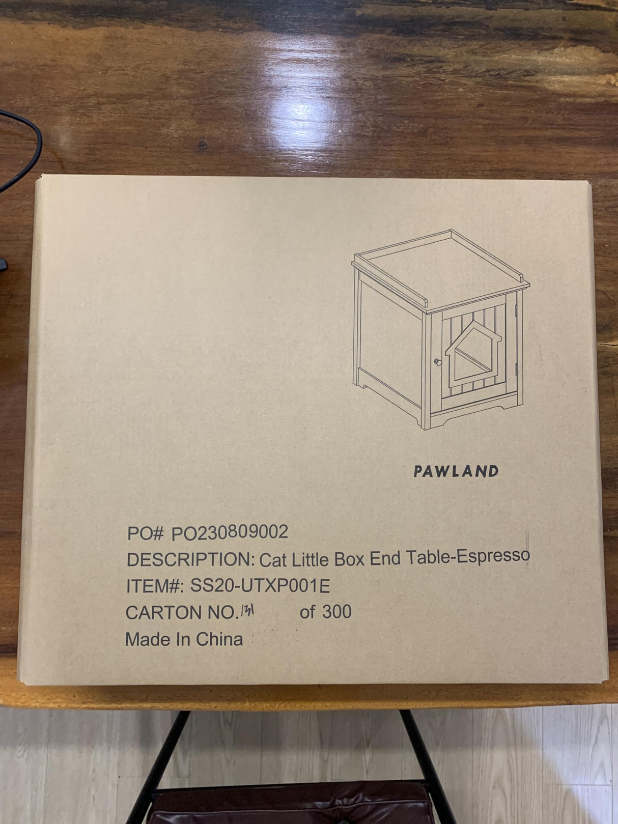 PAWLAND Cat Litter Box Enclosure, Cat House Side Table,Night Stand Pet House, Indoor Cat House, Espresso PAWLAND