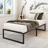 Lutown-Teen 14 Inch Twin XL Bed Frames Heavy Duty Sturdy Metal Platform Bed Frame No Box Spring Needed, Noise Free, Easy Assembly, Black Lutown-Teen