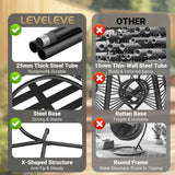 LEVELEVE Egg Chair with Stand,Patio Rattan Wicker Hanging Swing Egg Chair Hammock Chair for Bedroom Porch Garden,Thickened Aluminum Alloy Steel Frame and UV Resistant Cushion,350LBS Capacity(Grey) LEVELEVE