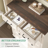 Maupvit 6 Drawer Dresser, 43" Tall Chest of Drawers for Bedroom, Farmhouse Dresser with Large Drawers & Metal Ring Pull Handles, Wood Dressers for Living Room, Hallway, Entryway, Antique White Maupvit