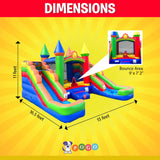Inflatable Bounce House and Double Slide Combo Unit (Without Blower) - 16.5 x 15 x 11 Foot- Crossover Rainbow Castle Combo Bouncer, Kids Outdoor Toys, Jumpers for Kids Pogo Bounce House