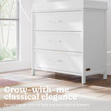 Graco Classic 3 Drawer Changing Table Dresser (White) - GREENGUARD Gold Certified Baby Dresser with Changing Table Top, Includes Interlocking Drawer System Graco