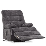 DYNOX 400lbs Lift Chairs for Big & Tall Seniors Power Lay Flat Recliner Oversized Lift Sofa with Heat Massage Electric Lift Recliner Chair Bed, Extended Footrest(9205L,Chenille,Grey) DYNOX