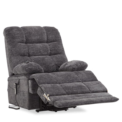 DYNOX 400lbs Lift Chairs for Big & Tall Seniors Power Lay Flat Recliner Oversized Lift Sofa with Heat Massage Electric Lift Recliner Chair Bed, Extended Footrest(9205L,Chenille,Grey)