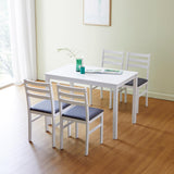 Livinia Seattle 5-Piece Wooden Dining Table Set for 4, Modern Farmhouse Kitchen Dining Room Set with Solid Wood Ladder Back Chairs for Small Space (White) Livinia