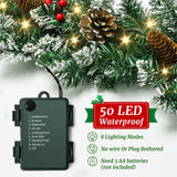 9 FT Christmas Garland with Lights,Battery Operated Lighted Garland with Pine Cones Red Berries Lush Branches,50 LED Lights 8 Modes,Christmas Decor Mantle Fireplace Indoor Outdoor Home Beinhome