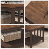 ChooChoo Farmhouse Coffee Table, Espresso Living Room Table with Shelf, 40 Inch ChooChoo