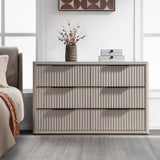 SICOTAS Dresser for Bedroom 53.5" Wide 6 Drawer Dressers & Chests of Drawers for Closet Long Large Modern TV Stand Set for Clothes Storage Fluted Clothes Closet for Hallway Entryway, White Alder SICOTAS