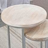 FirsTime & Co. Natural and Silver Isla Nesting End Table 2-Piece Set, Side Table, Night Stand, Acacia Wood and Metal, 16 x 16 x 24 inches FirsTime & Co.