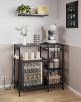 VASAGLE Baker's Rack, Coffee Bar Stand with Charging Station, Storage Shelves, Pull-Out Wire Basket, Table for Microwave, Kitchen, Charcoal Gray UKKS036B22, 15.7 x 35.4 x 35.6 Inches VASAGLE