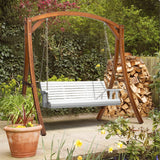 VINGLI Upgraded Patio Wooden Porch Swing for Courtyard & Garden, Heavy Duty 880 LBS Swing Chair Bench with Hanging Chains for Outdoors (5 FT, White) VINGLI