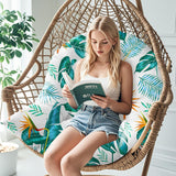 Uthem Waterproof Egg Chair Cushion Replacement Outdoor Hanging Egg Chair Cushion 47x35x7 Inches Thicken Chair Cushions with Ties, Yellow-Green Leaf Uthem